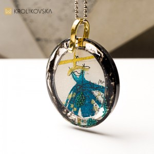 Biżuteria inspirowana malarstwem, naszyjnik z żywicy.