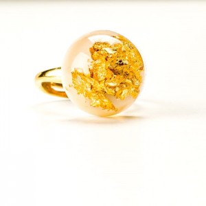 Pierścionek srebrny pozłacany.