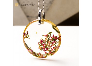 Naszyjnik handmade, mikroświat natury w żywicy.