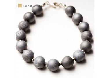 Bransoletka srebro 925 z agatami druzy.