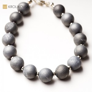 Bransoletka srebro 925 z agatami druzy.