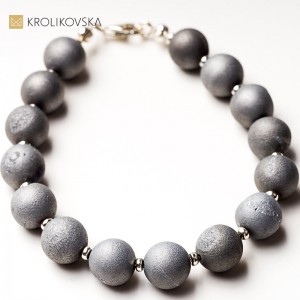 Bransoletka srebro 925 z agatami druzy.