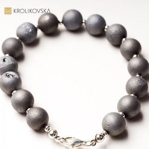 Bransoletka srebro 925 z agatami druzy.