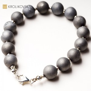 Bransoletka srebro 925 z agatami druzy.