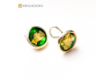 Klipsy zielone, srebro 925.