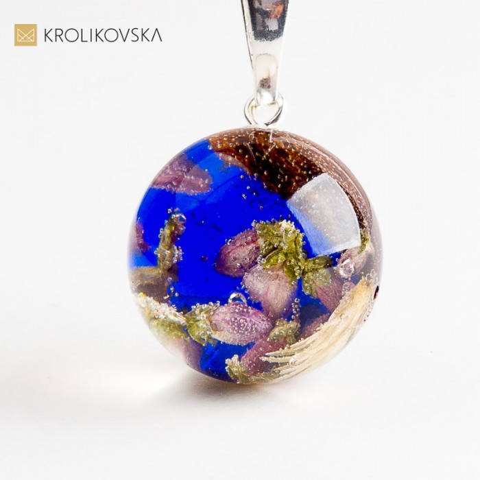 Naszyjnik handmade z prawdziwym wrzosem.