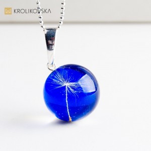 Naszyjnik z prawdziwym mniszkiem w żywicy – srebro 9251