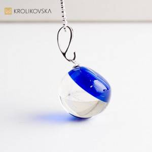 Naszyjnik z prawdziwym mniszkiem w żywicy – srebro 925