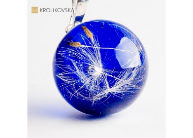 Autorski naszyjnik z wrzosem w żywicy – srebro.