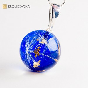 Naszyjnik z dmuchawcem na srebrnym łańcuszku