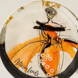 Naszyjnik artystyczny ręcznie malowany pomarańczowy